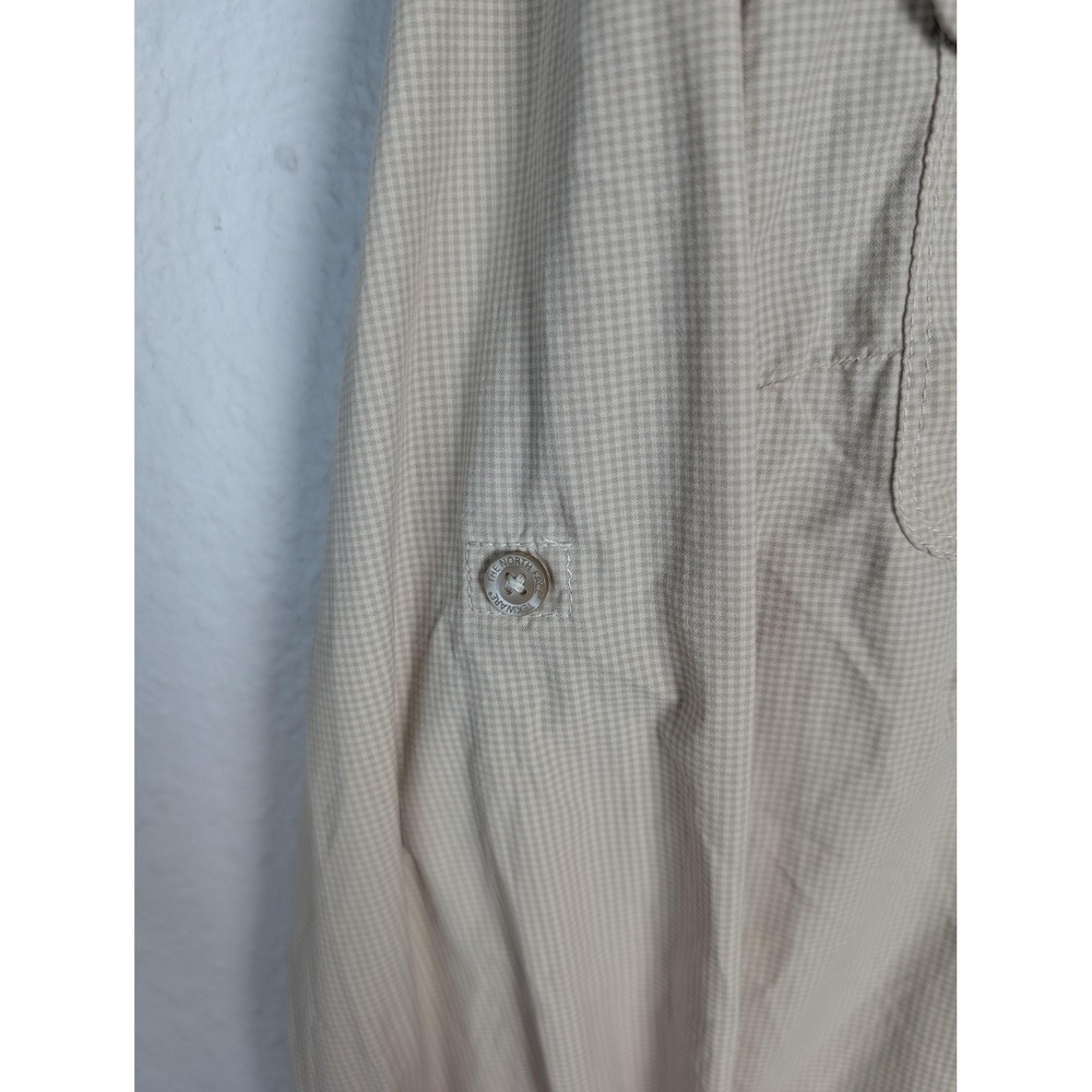 The North Face Shirt Womens XL Beige‎ Check Long Sleeve Button Travel Top - Picture 8 of 10